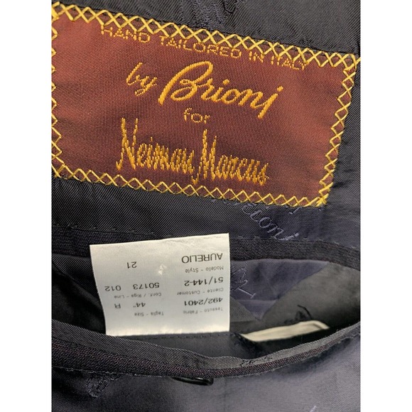 44R Brioni Aurelio Navy Striped Double Breasted Sport Coat - Picture 14 of 15